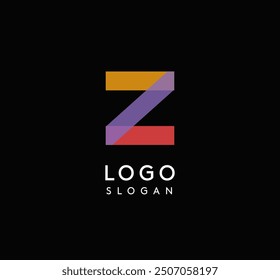 Colorful geometric letter Z with overlapping shapes, modern vibrant logo design for tech company, creative agency, architecture design studio, startup looking bold brand identity. Vector illustration