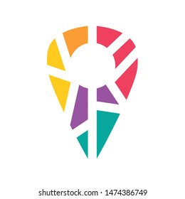 colorful geometric location pin icon- vector illustration
