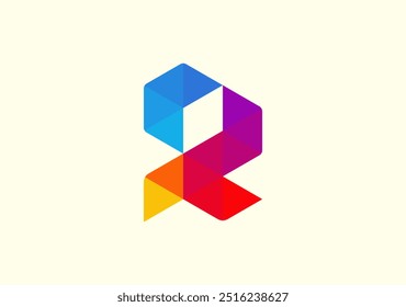 Colorful geometric logo letter R