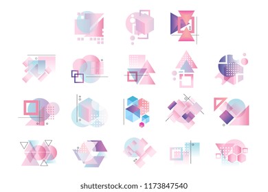 Colorful geometric logo set, abstract elements vector Illustrations