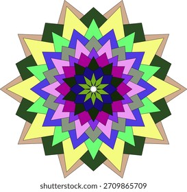 Composición geométrica colorida del mandala que muestra la belleza decorativa floral abstracta