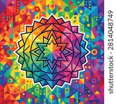 Colorful geometric mandala design pattern artwork