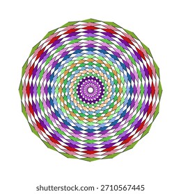 Padrão de design de mandala geométrica colorida com um efeito de redemoinho perfeito para fundos e designs