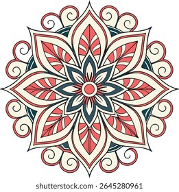 Colorful geometric mandala floral design vector illustration isolated on a white background