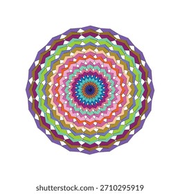 Colorful Geometric Mandala Pattern on White Background Abstract Design Element Decoration