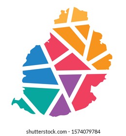 colorful geometric Mauritius map- vector illustration