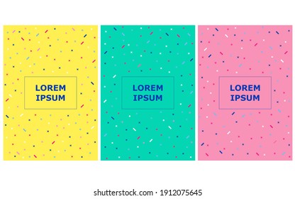 Colorful geometric memphis style background design. Creative cover minimal geometric templates. Multicolor abstract background set vector illustration