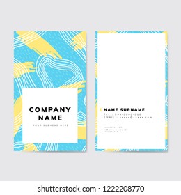 Colorful geometric Memphis style business card