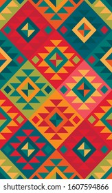 Colorful geometric mexican traditional texture