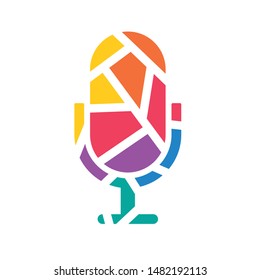 colorful geometric microphone icon- vector illustration