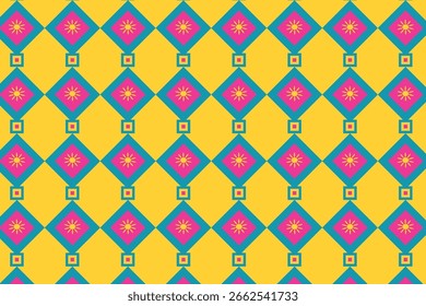 A colorful geometric modern seamless pattern of simple squares, perfect for trendy textiles, stylish wallpapers, playful packaging, and contemporary home décor.