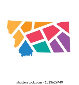 colorful geometric Montana map- vector illustration