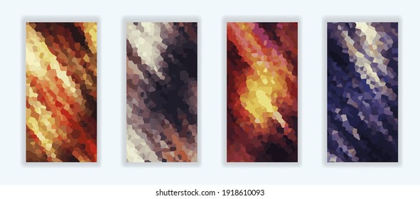 Colorful Geometric mosaic abstract background. Pattern with different shapes for Wallpaper, screen, mobile app, banner, flyer