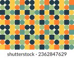 Colorful geometric mosaic seamless pattern illustration with creative abstract shapes. Modern scandinavian style background print. Trendy bright symbols and minimalist shape texture, geometry collage.
