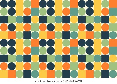 Colorful geometric mosaic seamless pattern illustration with creative abstract shapes. Modern scandinavian style background print. Trendy bright symbols and minimalist shape texture, geometry collage.