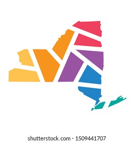 colorful geometric New York state map- vector illustration