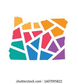 colorful geometric Oregon map- vector illustration