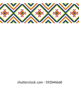 Colorful geometric ornament in folk style