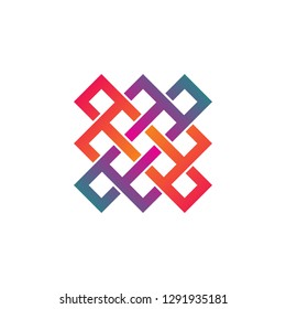 colorful geometric ornament logo design, consisting of a entwined line concept 