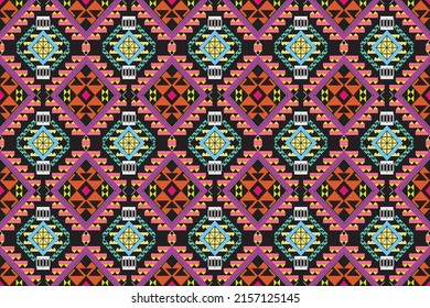 Colorful geometric ornaments hand-drawn on a dark background. ethnic theme seamless vector pattern Swatch of fabric paper for wrapping print indefinitely textile design template for home décor