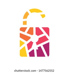 colorful geometric padlock icon- vector illustration