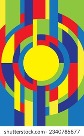 Colorful geometric palette; playful with bright colors; modern.