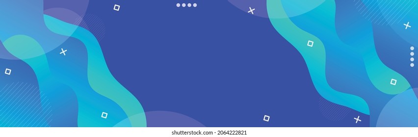 Colorful geometric panoramic background. Trendy composition of blue gradient shapes. Cool freshness background design for posters and cards - Vector illustration