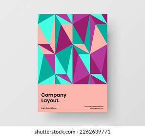 Colorful geometric pattern annual report template. Trendy banner A4 vector design illustration.