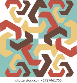 bunte geometrische Muster Hintergrund. Abstraktes geometrisches Muster. Ein nahtloser Vektorhintergrund. Weiße und schwarze Ornamente. Modernes Grafikmuster. Einfaches Grafikdesign mit Gitter. EPS10