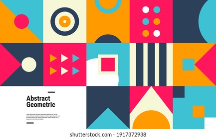 Colorful geometric pattern background with Scandinavian abstract colors. It is suitable for posters, banners, flyers, book covers, advertising, etc. Vector illustration