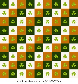 Colorful Geometric Pattern Background With Shamrocks And Squares