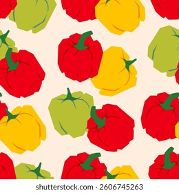 Colorful geometric pattern of bell peppers, background, wallpaper with hand drawn for banners, cards, flyers, social media wallpapers, etc. vector illustration