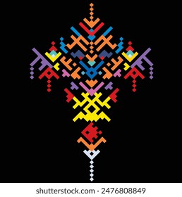 Colorful geometric pattern, black background