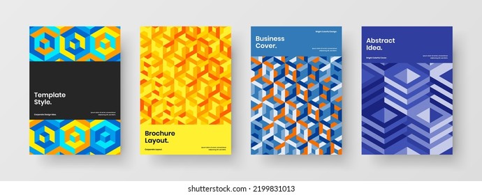 Colorful geometric pattern corporate identity illustration composition. Amazing presentation A4 vector design concept collection.