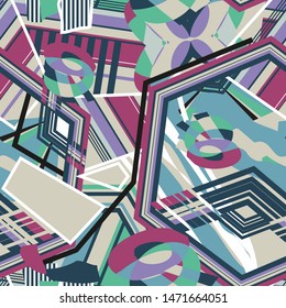 colorful geometric pattern design, 
contemporary fabric printing