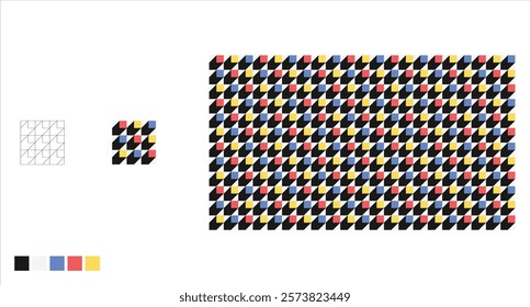 Colorful Geometric Pattern with Diagonal Triangles