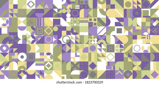 Colorful geometric pattern with different shapes. Modern creative texture, minimal flat style. 