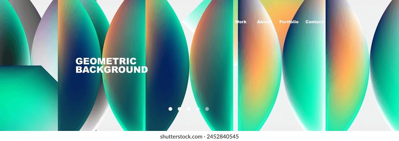 A colorful geometric pattern featuring green and electric blue circles on a white background. The design is symmetrical and intricate, creating a vibrant and dynamic visual event
