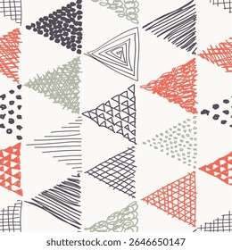 A colorful geometric pattern featuring various triangles and textures.