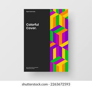 Colorful geometric pattern handbill illustration. Unique book cover A4 vector design layout.
