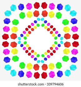 Colorful geometric pattern of hexagons in rainbow colors