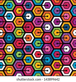 Colorful geometric pattern with hexagons. Seamless abstract background. EPS 10 vector illustration. Grunge effect can be removed.