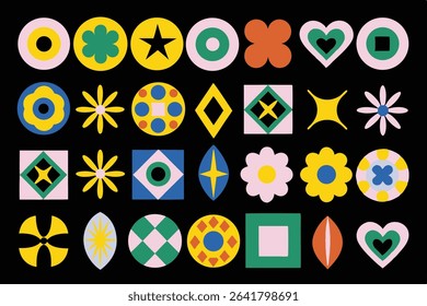 Colorful Geometric Pattern on Black Background