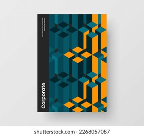 Colorful geometric pattern pamphlet template. Isolated brochure A4 design vector layout.