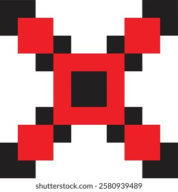 Colorful Geometric Pattern with Red and Black Squares for Modern Design