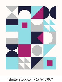 Colorful geometric pattern in Scandinavian style. Minimal geometric shapes compositions. Applicable for brochures, posters, covers and banners.
