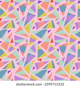 Colorful Geometric Pattern, Seamless Surface Pattern Design, Abstract, Triangle, Geometric, Contemporary, Modern, Shapes, Colorful, Graphic, for textile, tiles, fabric, print, paper, background, 