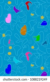 Colorful Geometric Pattern with Smiley Emoticons. Emoji Design for Print. Vector Illustration
