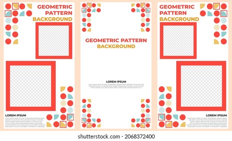colorful geometric pattern social media stories design template