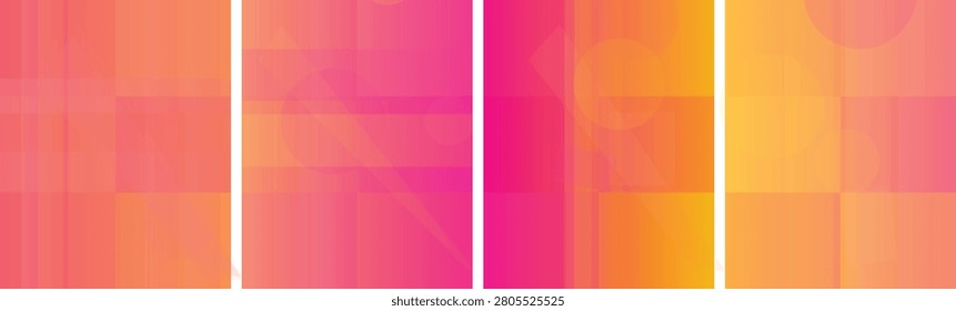 Colorful geometric pattern with squares and rectangles in pink and orange hues